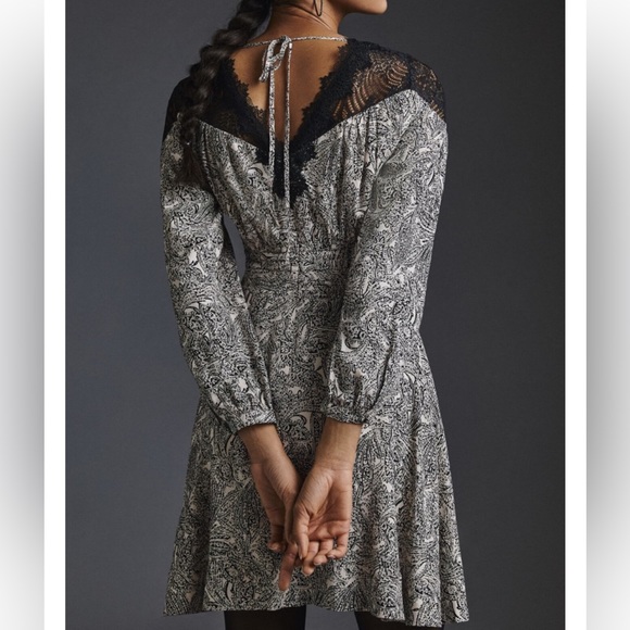 Anthropologie lace v-neck mini dress. - Picture 4 of 12